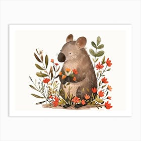 Little Floral Wombat 4 Art Print
