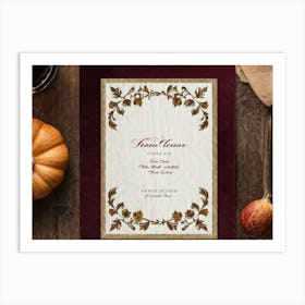 Antique Thanksgiving Invitation Embracing Baroque Flair Centered Marbled Design Hence Its Vintage C Art Print