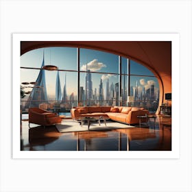 Futuristic Living Room in Dubai Art Print