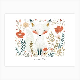 Little Floral Arctic Fox 2 Poster Art Print