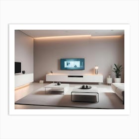 Modern Living Room Interior With A White Color Scheme 1 Art Print