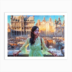 Girl In Grand Place Art Print