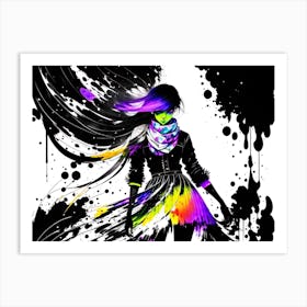 Girl With Paint Splatters 3 Art Print