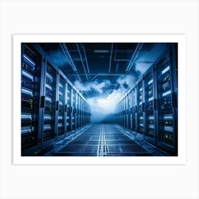 Advanced Data Center Basking In Cool White Light Rows Of High Performance Energy Efficient Servers (6) Art Print