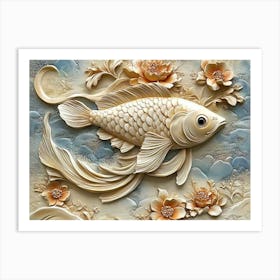 Beautiful Fish 3d Relief Art Art Print