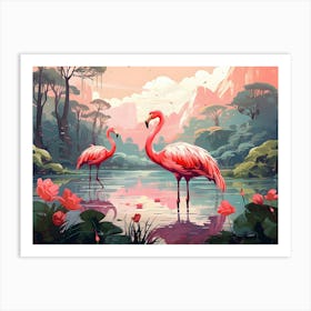 Flamingo Fun 5 Art Print