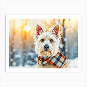 Wrapped-up Winter Westie Art Print