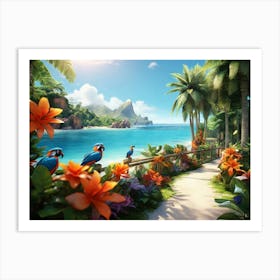 Tropical Paradise paintings art print 2 Art Print