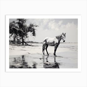 A Horse Oil Painting In Diani Beach, Kenya, Landscape 4 Art Print