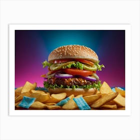 Burger And Fries 2 Art Print