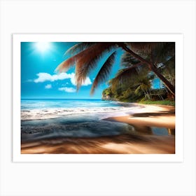 Beach With Palm Trees 6 Art Print