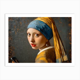 Vermeer's Selfie: The Modern Gaze of the Girl with a Pearl Earring Art Print