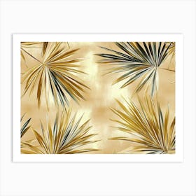 Gold Palm Leaves Art Print