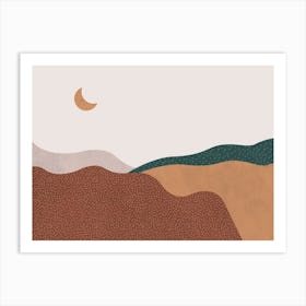 Moon And Hills Abstract Art Print