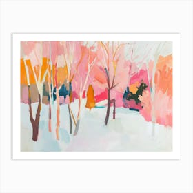 Pink Trees In The Snow Art Print