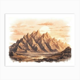 Watercolor Mountain Landscape Art Print