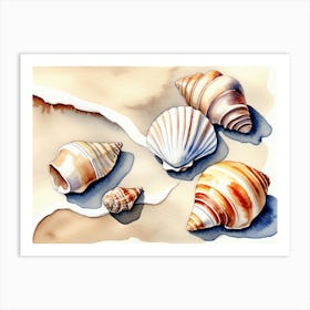 Seashells on the beach, watercolor painting 19 Art Print