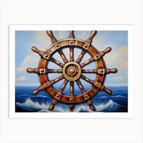 Ship wheel, oil painting 2 Art Print