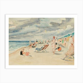 Vintage Painting Day At The Beach 2 Art Print