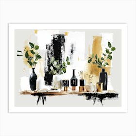 Gold And Black Abstract Painting 82 Art Print