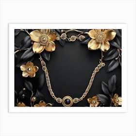 Gold And Black Flowers 1 Art Print