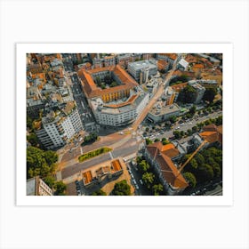 Above the Rooftops: Drone View of Milan Wall Art Art Print
