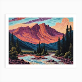 Sunset At The Mountains Art Print