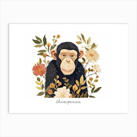 Little Floral Chimpanzee 1 Poster Art Print
