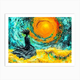 Woman contemplating the passage of time. Art Print