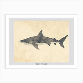 Grey Shark Silhouette 4 Poster Art Print