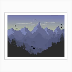 Mountain Landscape In The Evening Art Print