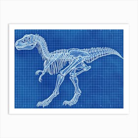 Maiasaura Skeleton Hand Drawn Blueprint 2 Art Print