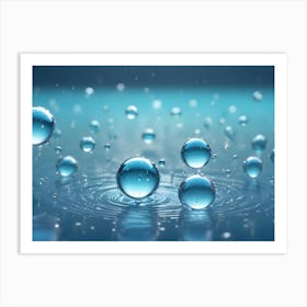 A Close Up Photograph Of Water Droplets Suspended In The Air, Creating A Sense Of Lightness And Movement Art Print