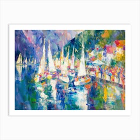 Sailboats In The Harbor 5 Art Print