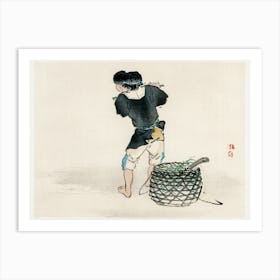 Man With Basket, Kōno Bairei Art Print
