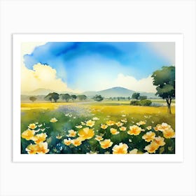 Field Of Yellow Flowers Art Print