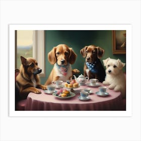 Dogs At Tea Party Art Print