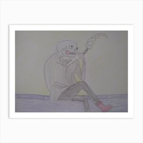 Skeleton Smoking 1 Art Print