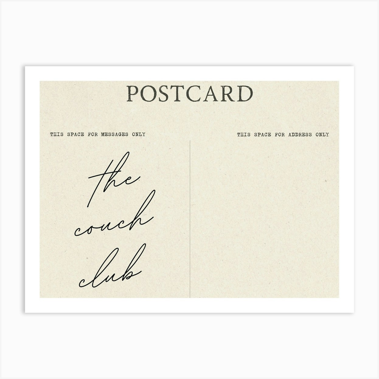 Vintage Postcard The Couch Club Poster Art Print by House of Saturn