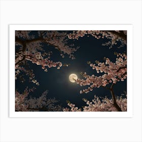 Cherry Blossoms At Night 1 Art Print