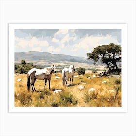 Horses Painting In Corsica, France, Landscape 3 Art Print