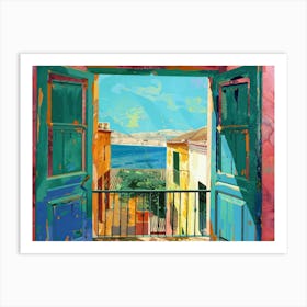 Malaga From The Window View Painting 3 Art Print