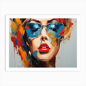 Abstract Of A Woman With Sunglasses Art Print