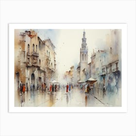 City In The Rain Art Print