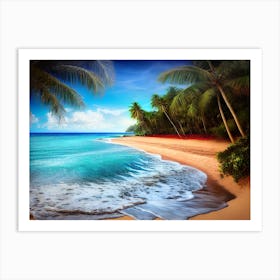 Beach With Palm Trees 8 Art Print