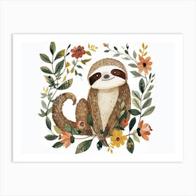 Little Floral Sloth 4 Art Print