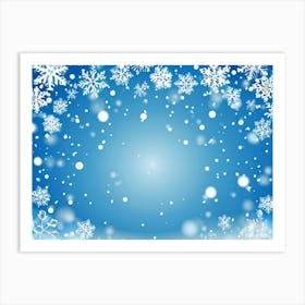 Snowflakes On Blue Background 7 Art Print