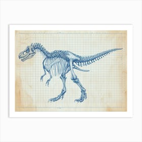 Pachycephalosaurus Skeleton Hand Drawn Blueprint 1 Art Print
