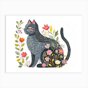 Little Floral Cat 2 Art Print