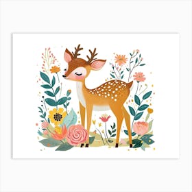 Little Floral Deer 4 Art Print